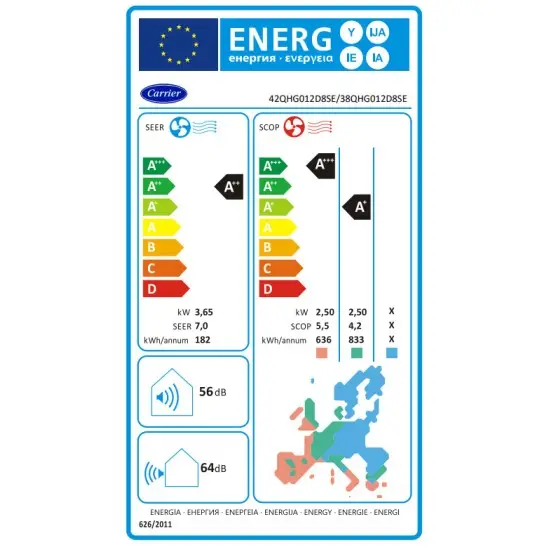 Carrier Extreme 2 42QHG012D8SE / 38QHG012D8SE Κλιματιστικό Inverter 12000 BTU A++/A+ με WiFi Carrier Extreme 2 42QHG012D8SE / 38QHG012D8SE Κλιματιστικό Inverter 12000 BTU A++/A+ με WiFi